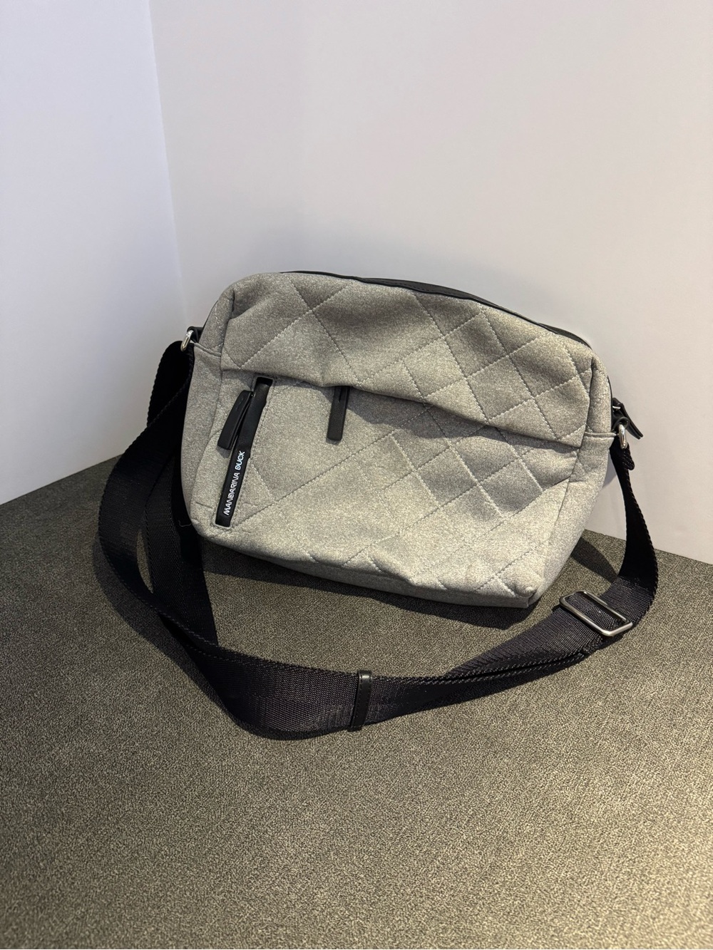 Mandarina Duck Quilted Gray Crossbody Bag with Adjustable Strap